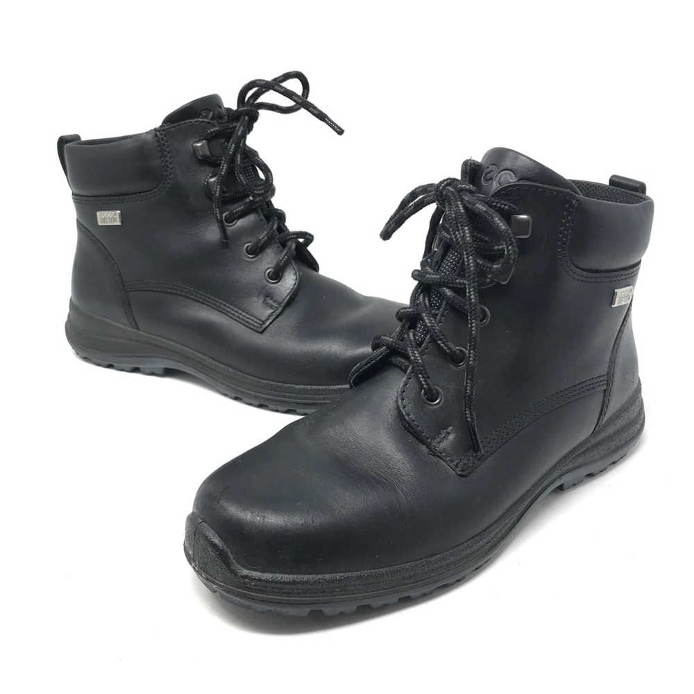 Ecco Gore Tex Walking Ankle Boots Black Leather 41